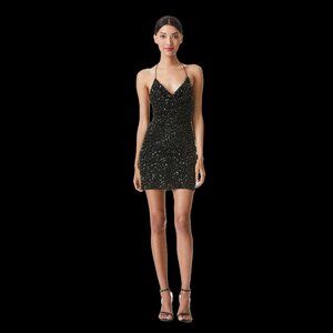 Krystal Sequin Cowl Neck Mini Dress